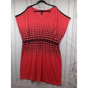 Lane Bryant Plus Dress SZ 22/24 Stretch Shift With Elastic Waist Cape Sleeves EC